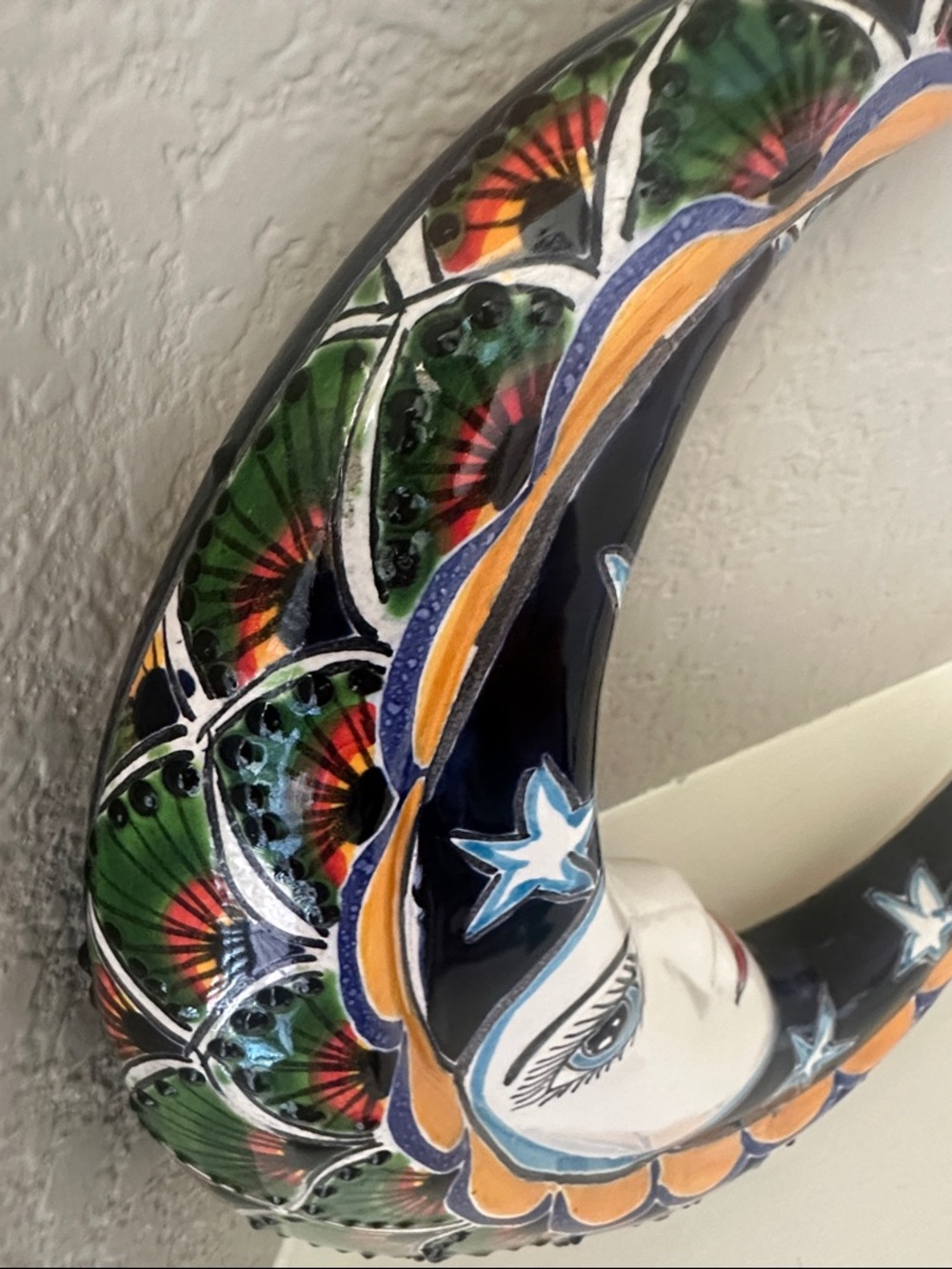 Mexican Talavera Pottery Moon Face Wall 🌙 Hanging - Picture 2 of 8